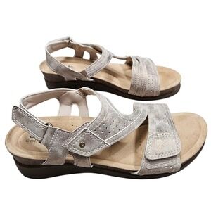 Clarks Collection Arla Glison Sandals Womens 8.5 Metallic Beige Wedge NWOB